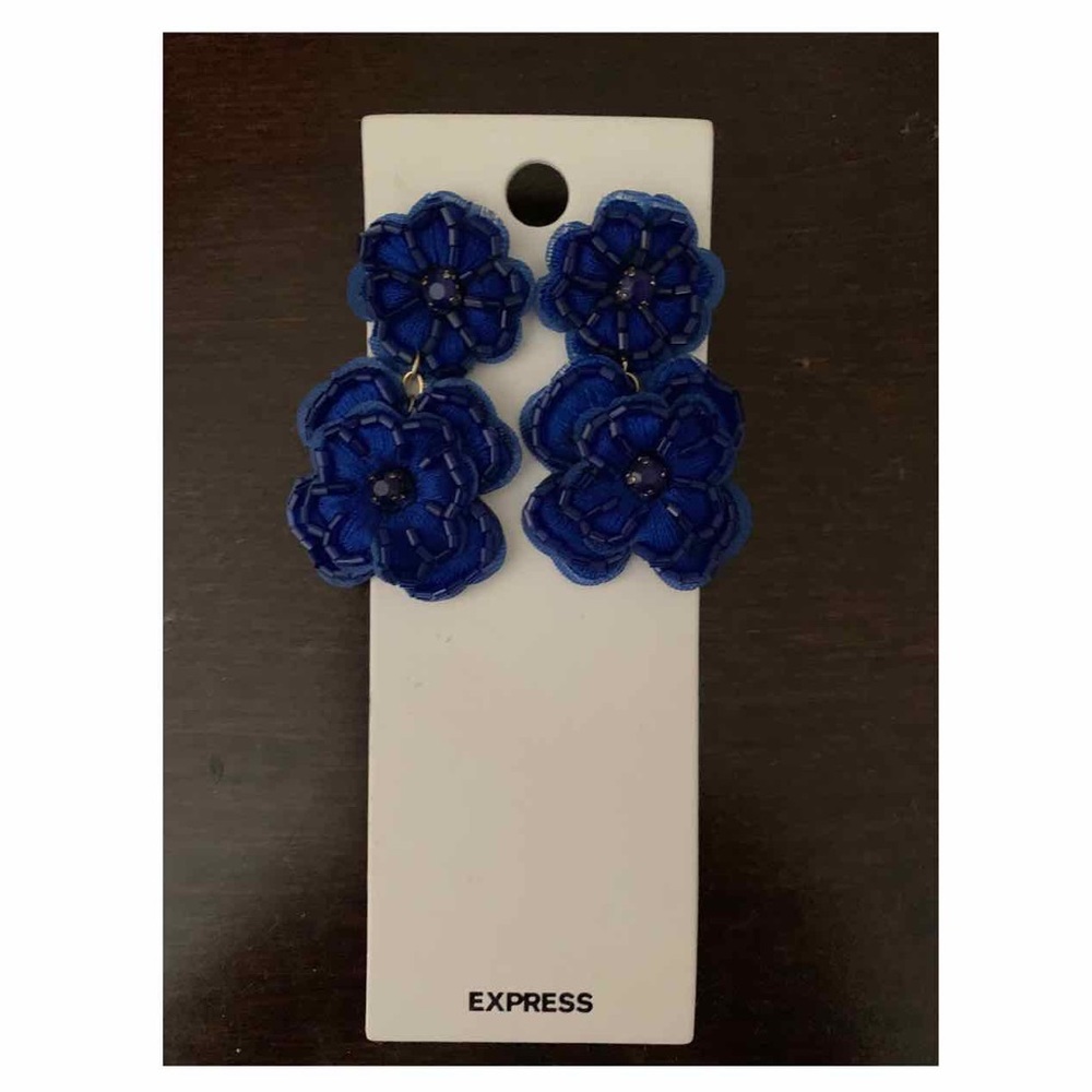 Express Blue Floral Earrings. NWT